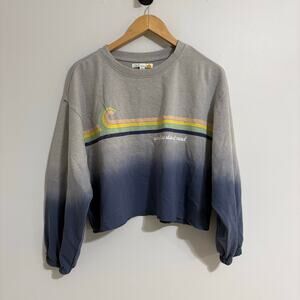 C&C California Women's Large Florida Beachy Crop Top Long Sleeve Scrunch Boho